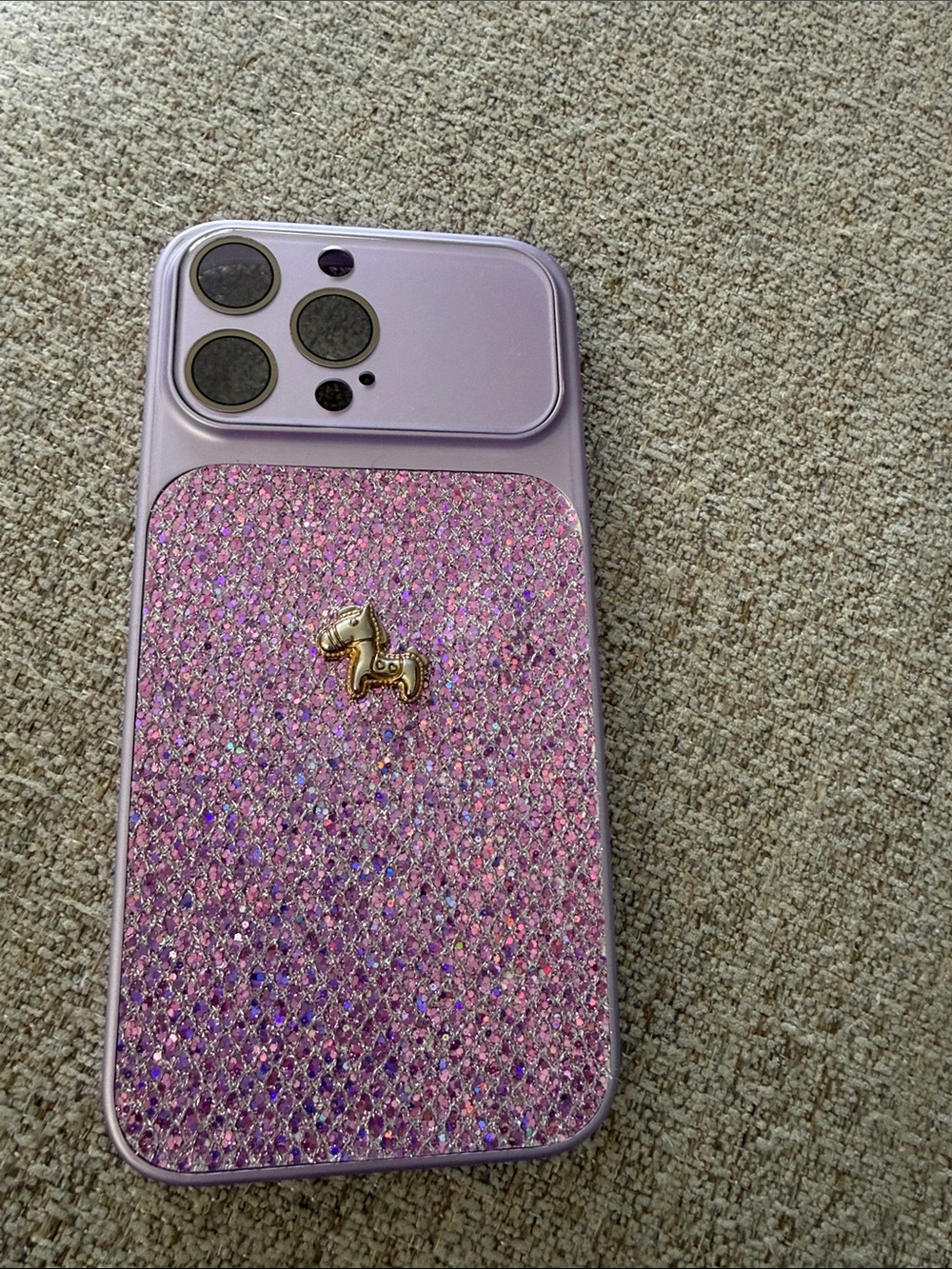 16 pro max case Glitter Phone Case with Gold Unicorn Accent